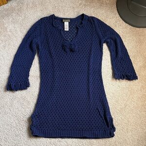 Tommy Bahama Crochet Navy Coverup Dress. Size Large